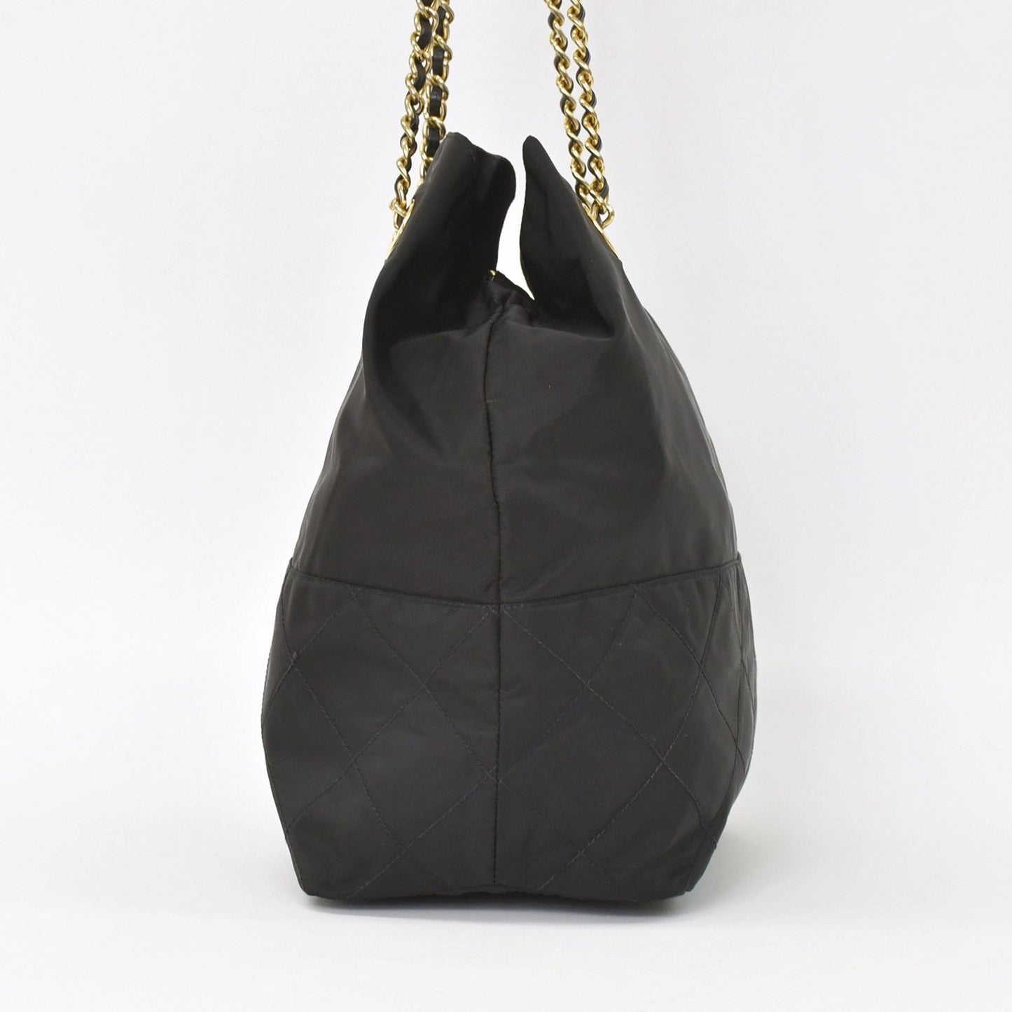 Prada Tote Bag Triangle Logo Nylon Black Gold — view 3
