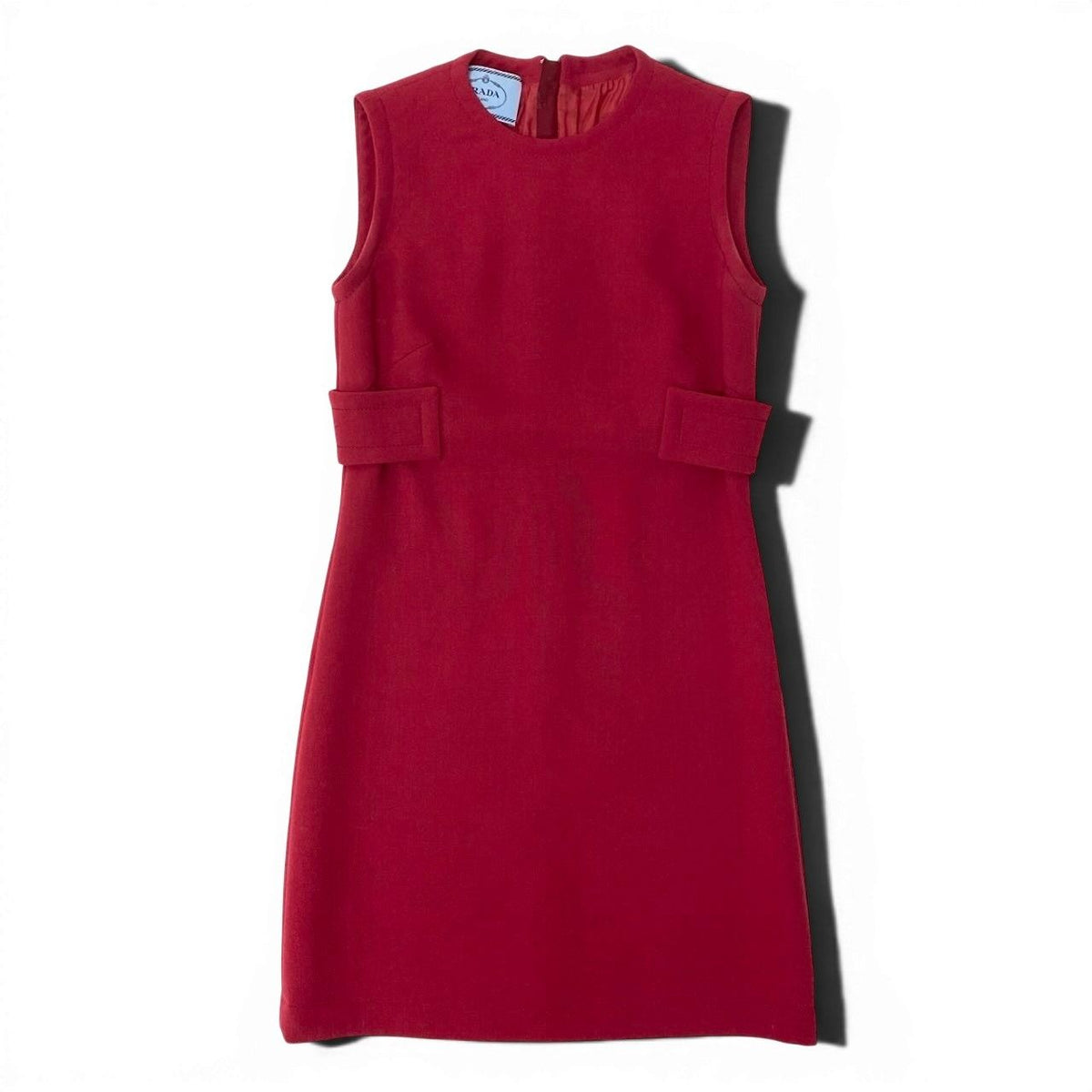Prada Sleeveless Dress Knee Length 36 Red Wool — view 2