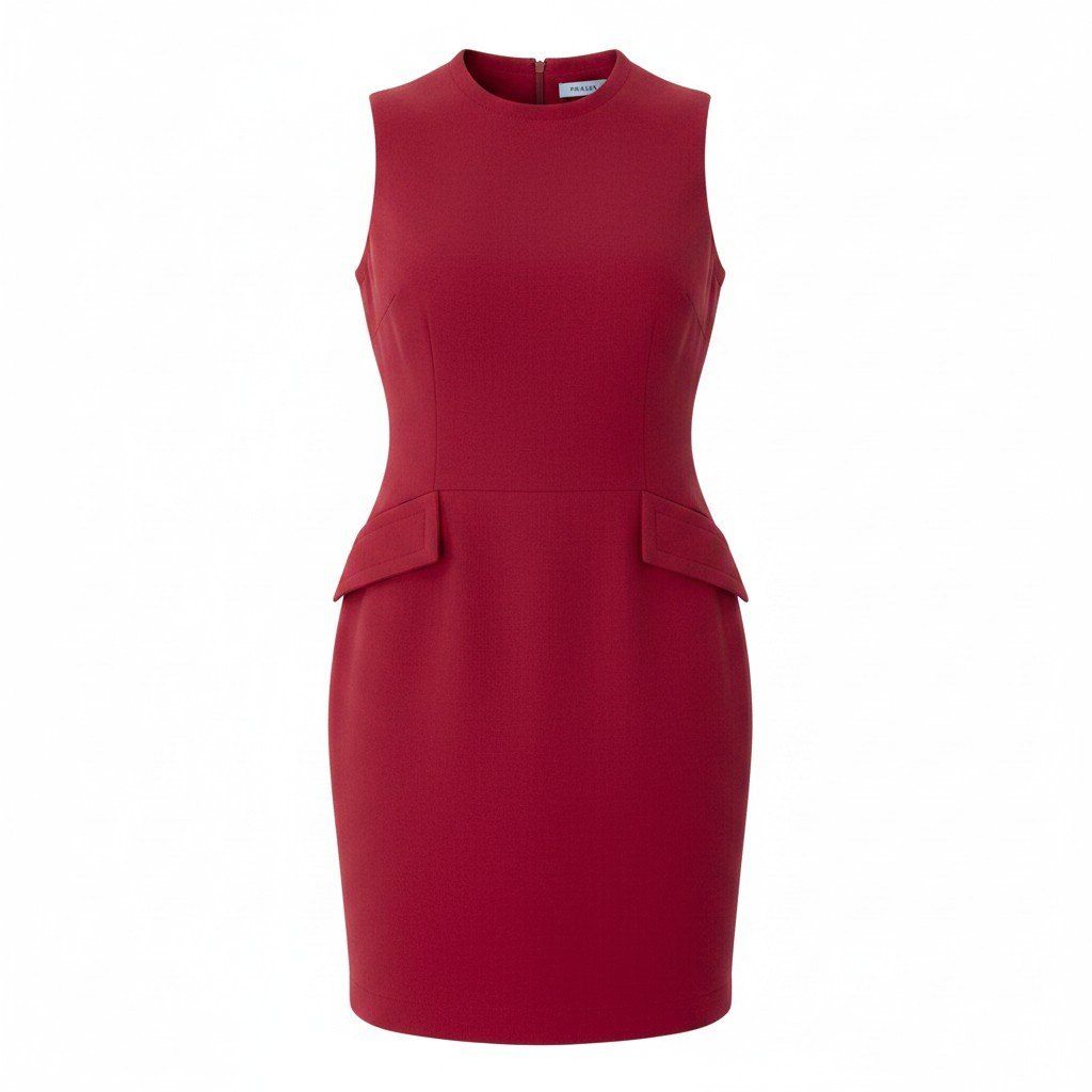 Prada Sleeveless Dress Knee Length 36 Red Wool
