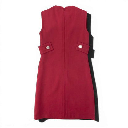 Prada Sleeveless Dress Knee Length 36 Red Wool — view 3