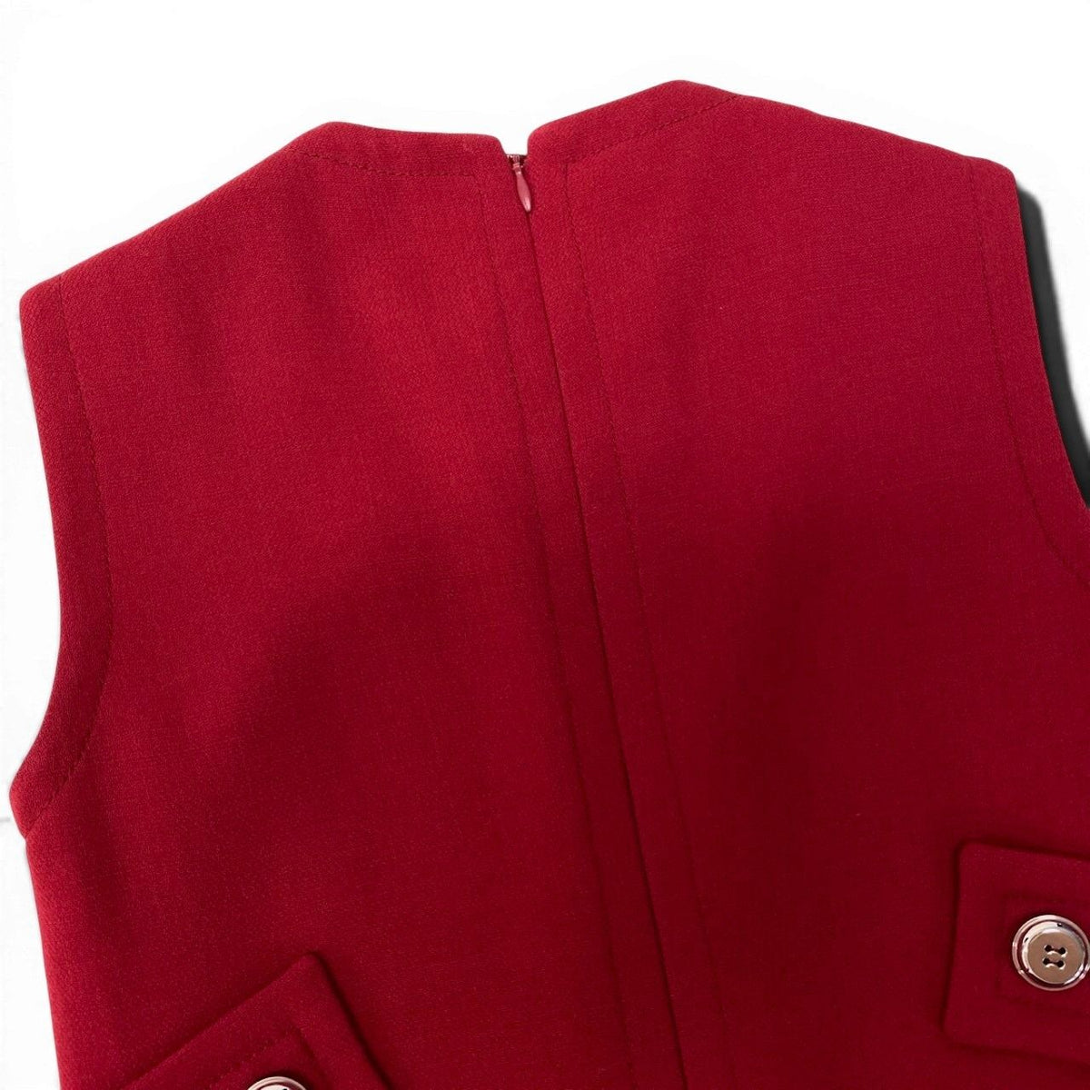 Prada Sleeveless Dress Knee Length 36 Red Wool — view 5