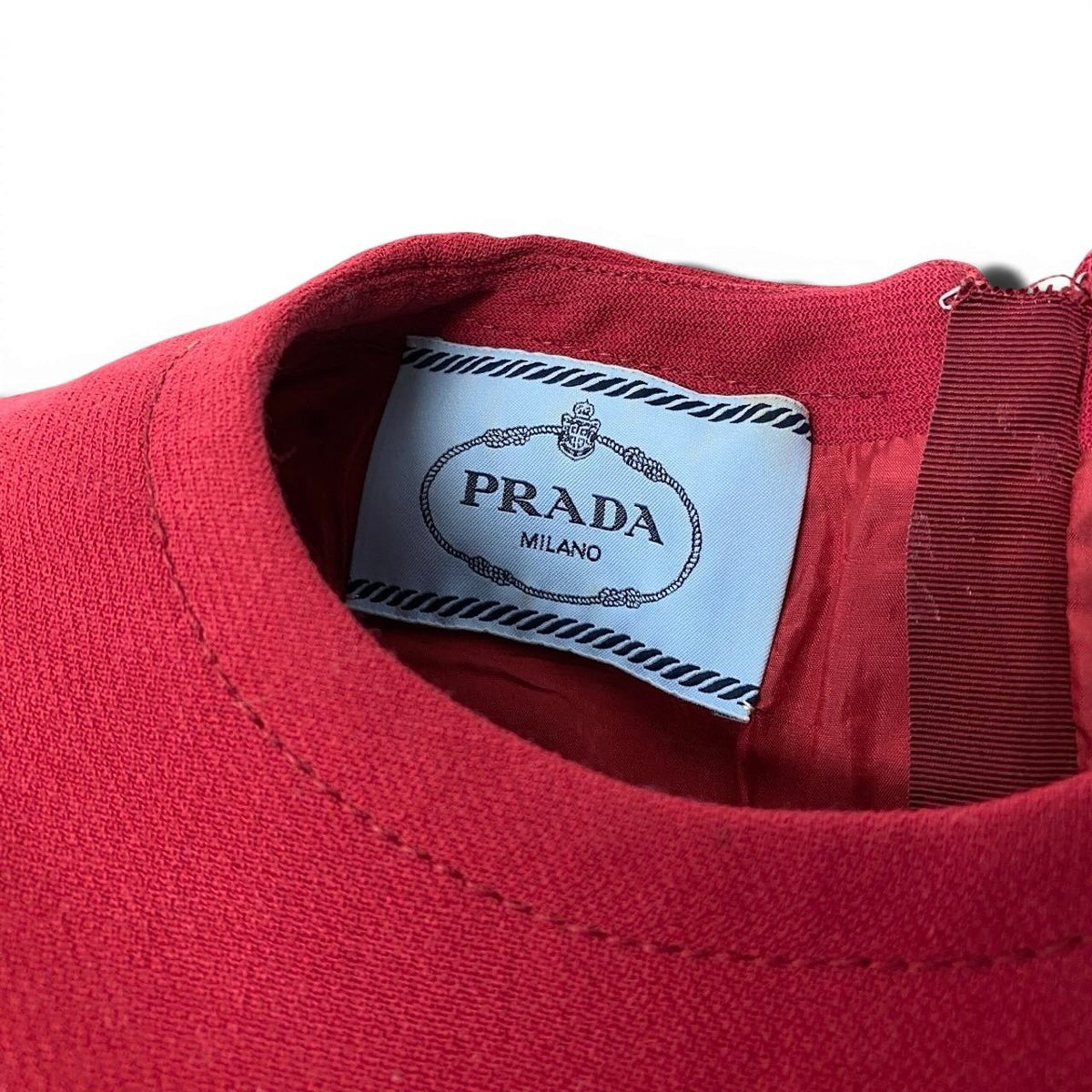 Prada Sleeveless Dress Knee Length 36 Red Wool — view 8