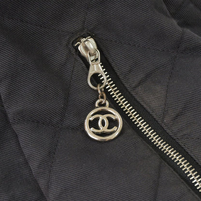 Chanel Chain Handle Handbag CC Logo Charm Quilted Black Canvas Silver — view 4