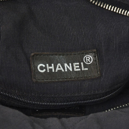 Chanel Chain Handle Handbag CC Logo Charm Quilted Black Canvas Silver — view 7