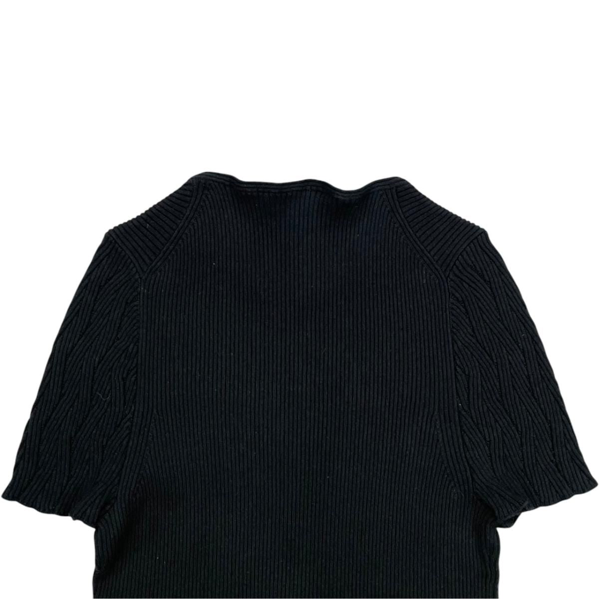 Chanel Short Sleeve Sweater CC Logo Flare Summer Knit 40 Cotton Black — view 5