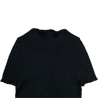 Chanel Short Sleeve Sweater CC Logo Flare Summer Knit 40 Cotton Black — view 5