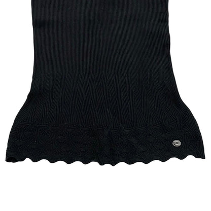 Chanel Short Sleeve Sweater CC Logo Flare Summer Knit 40 Cotton Black — view 4