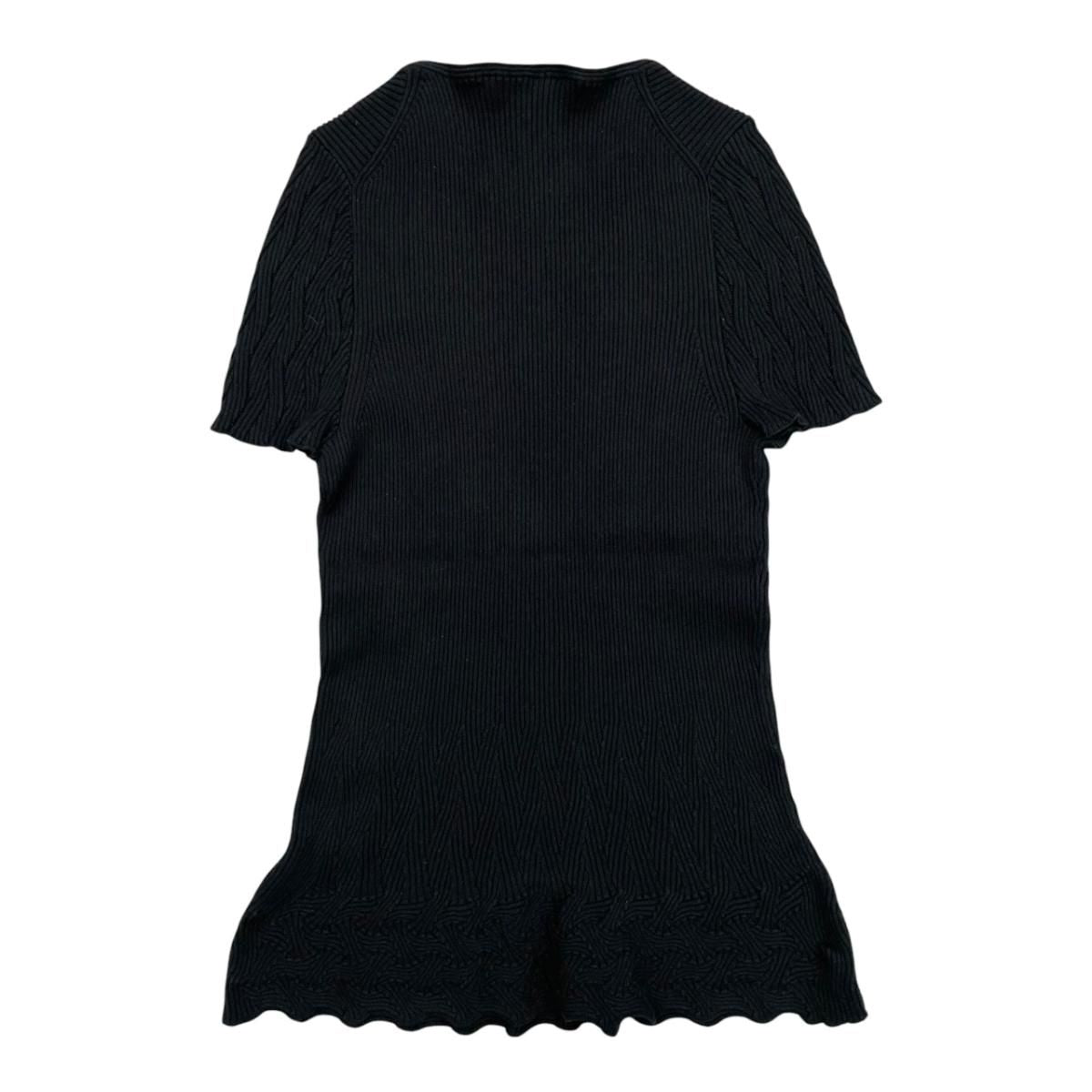 Chanel Short Sleeve Sweater CC Logo Flare Summer Knit 40 Cotton Black — view 2