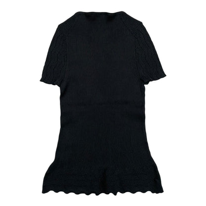 Chanel Short Sleeve Sweater CC Logo Flare Summer Knit 40 Cotton Black — view 2