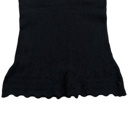 Chanel Short Sleeve Sweater CC Logo Flare Summer Knit 40 Cotton Black — view 6