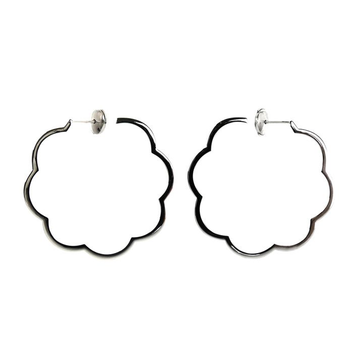 Chanel 18K White Gold Camellia Earrings