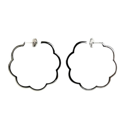 Chanel 18K White Gold Camellia Earrings