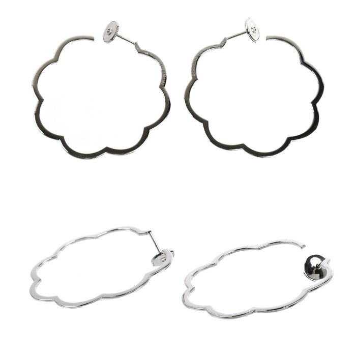 Chanel 18K White Gold Camellia Earrings — view 2