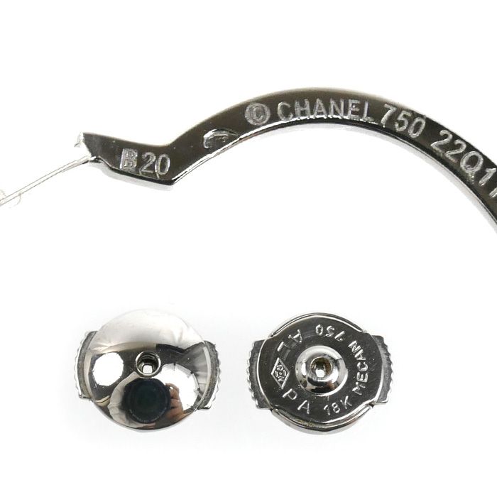 Chanel 18K White Gold Camellia Earrings — view 3