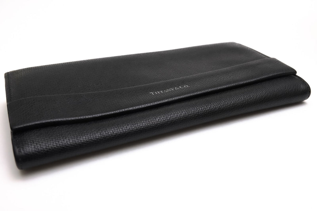 Tiffany & Co Wallet Leather Black Continental Flap with Coin Purse Bifold — view 4