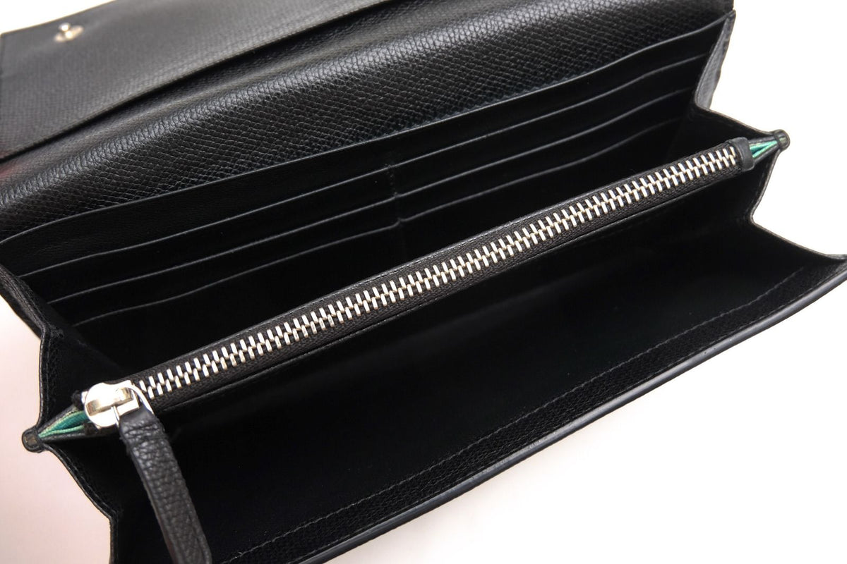 Tiffany & Co Wallet Leather Black Continental Flap with Coin Purse Bifold — view 7
