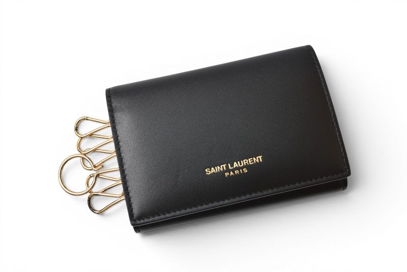 Saint Laurent Key Case Leather Black Gold Key Holder — view 2