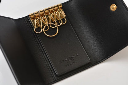 Saint Laurent Key Case Leather Black Gold Key Holder — view 6