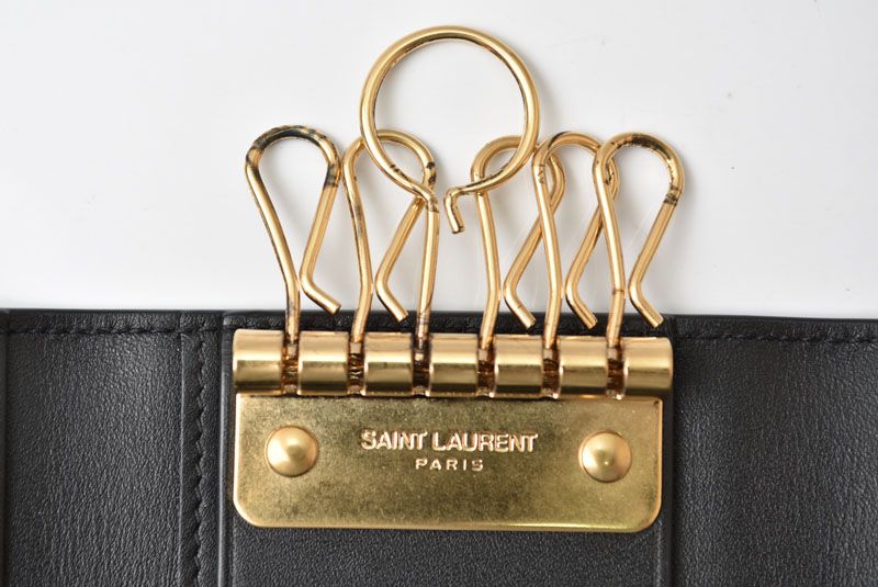 Saint Laurent Key Case Leather Black Gold Key Holder — view 4