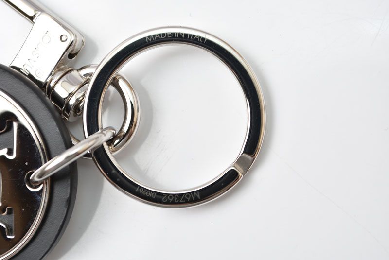 Louis Vuitton Bag Charm Key Holder LV Circle Silver Black Leather Metal — view 4