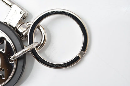 Louis Vuitton Bag Charm Key Holder LV Circle Silver Black Leather Metal — view 4