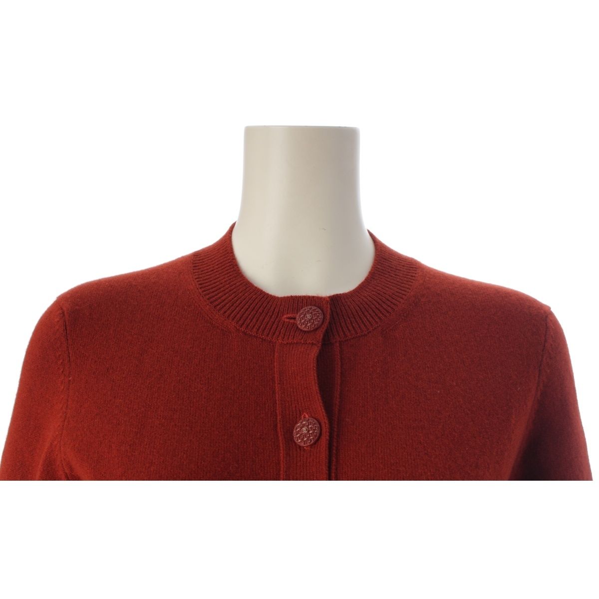Chanel 18K Cashmere Coco Button Long Sleeve Cardigan Red 34 — view 5