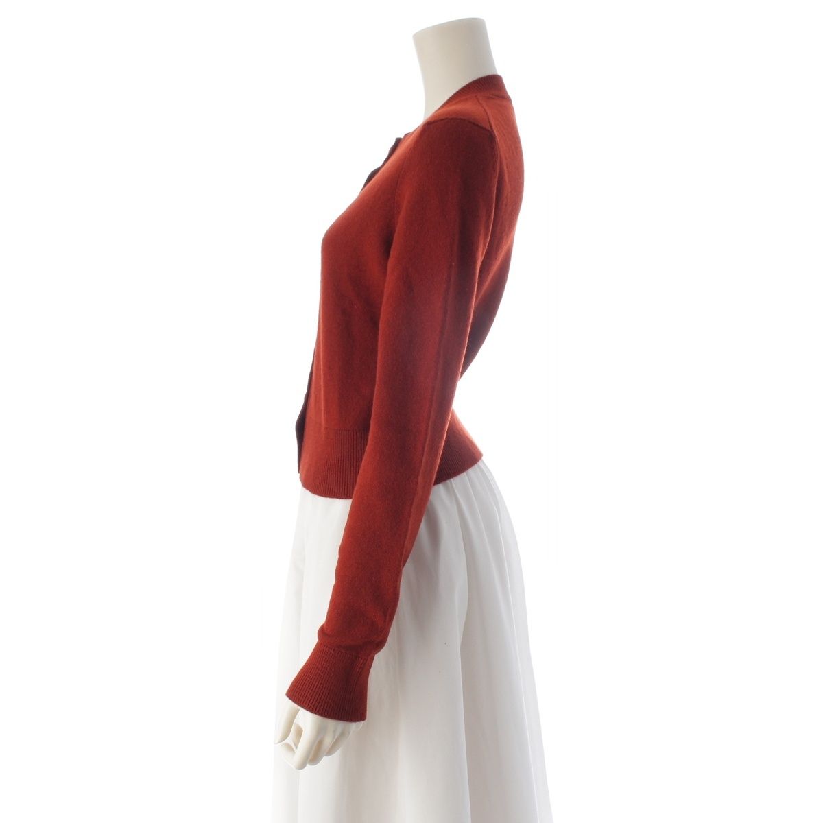 Chanel 18K Cashmere Coco Button Long Sleeve Cardigan Red 34 — view 3