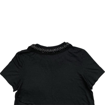 Chanel Short Sleeve Top CC Logo Braided Pocket 38 Wool Black — view 5