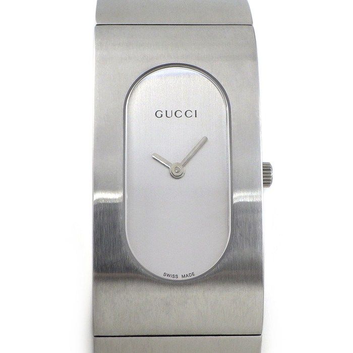 Gucci Watch Bangle Satin Silver Dial SS Quartz Analog