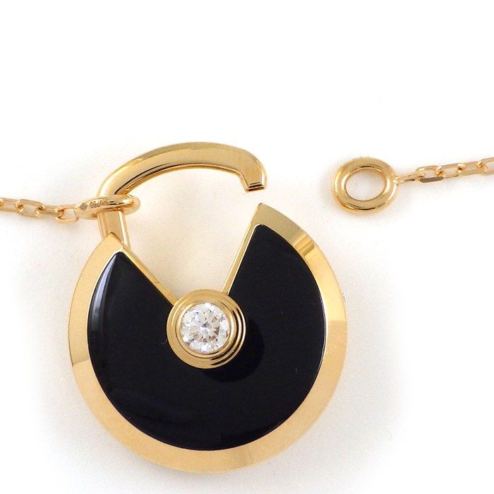 Cartier Long Necklace Amulet SM Onyx 1 Point Diamond 18K Pink Gold — view 4
