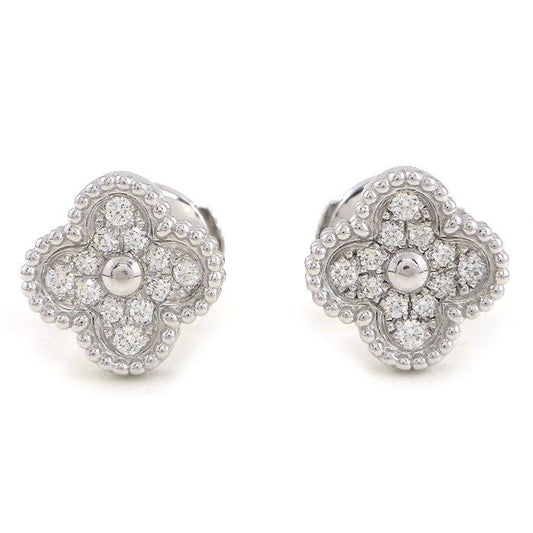Van Cleef & Arpels Earrings Sweet Alhambra 24 Points Diamond Total 18K White