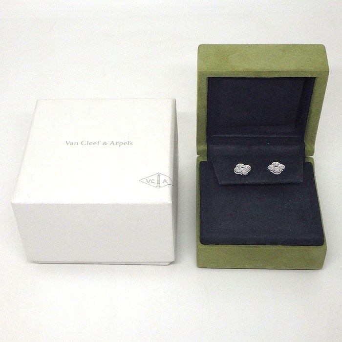 Van Cleef & Arpels Earrings Sweet Alhambra 24 Points Diamond Total 18K White — view 8