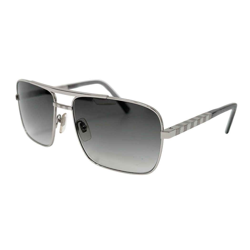 Louis Vuitton Sunglasses Metal Acetate Damier Attitude Aljan Silver Gray 16