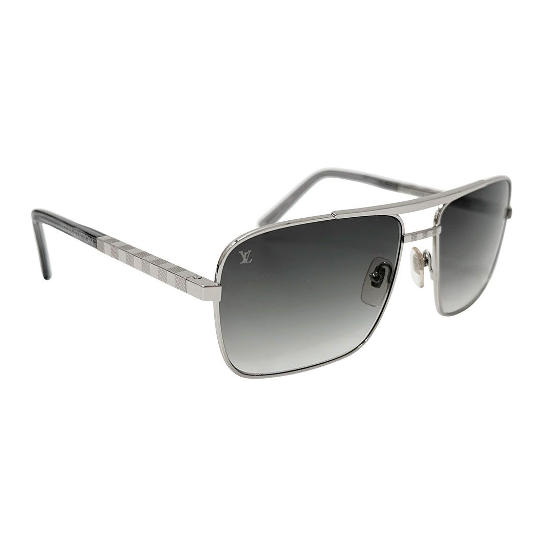 Louis Vuitton Sunglasses Metal Acetate Damier Attitude Aljan Silver Gray 16 — view 2