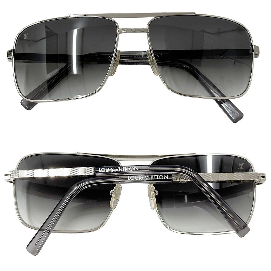 Louis Vuitton Sunglasses Metal Acetate Damier Attitude Aljan Silver Gray 16 — view 4