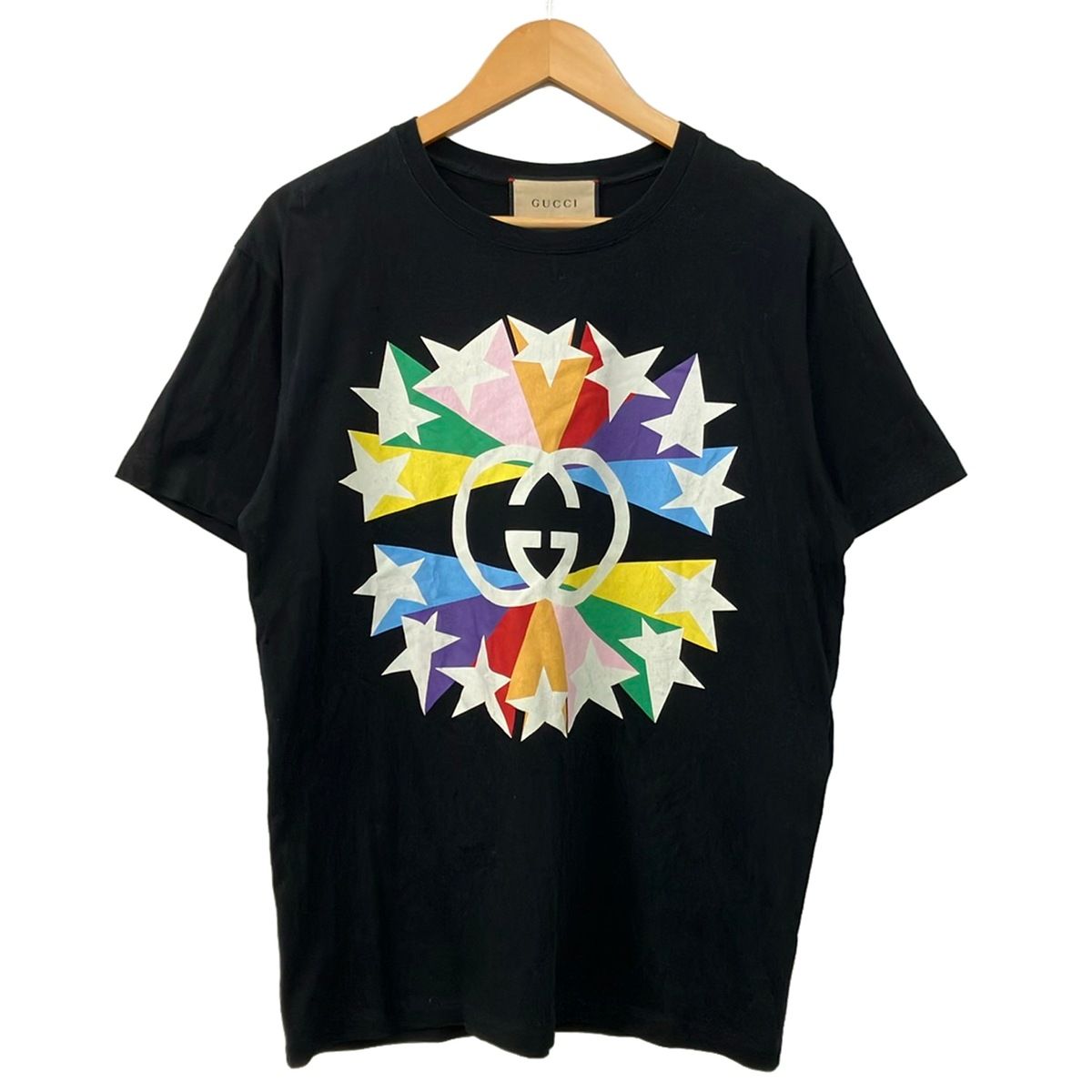 Gucci Short Sleeve T-Shirt S Black Light Blue Multi Crew
