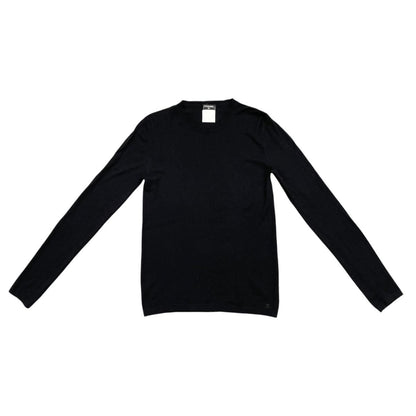 Chanel Sweater CC Logo Knit 38 Wool Cashmere Black