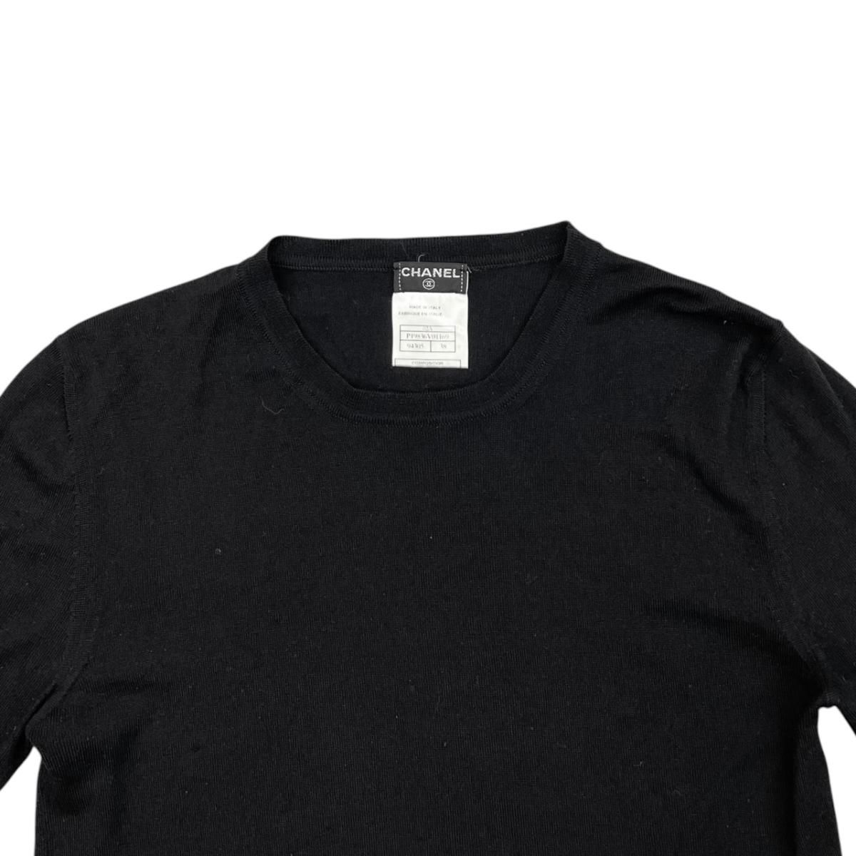 Chanel Sweater CC Logo Knit 38 Wool Cashmere Black — view 3