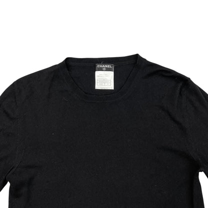 Chanel Sweater CC Logo Knit 38 Wool Cashmere Black — view 3