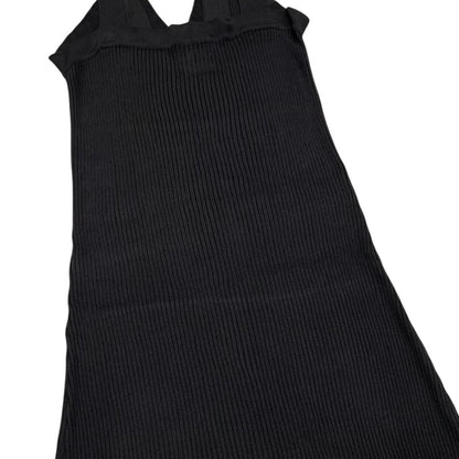 Chanel Sleeveless Dress Rib Knit 38 Viscose CC Logo Button Black — view 7