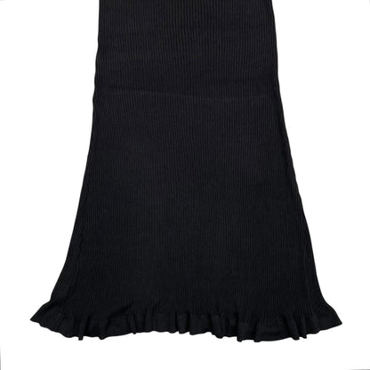 Chanel Sleeveless Dress Rib Knit 38 Viscose CC Logo Button Black — view 6