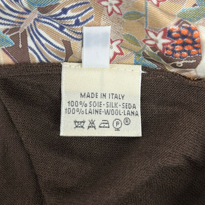 Hermes Long Sleeve Sweater S Dark Brown Multi Crew Neck Front Silk Floral — view 4