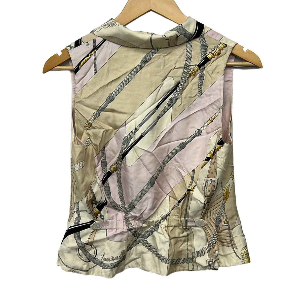 Hermes Vest 40 M Light Pink Beige Multi Silk Zip — view 2