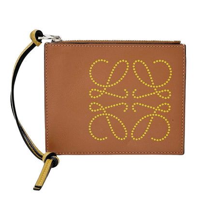 Loewe Wallet Coin Case Anagram Calf Brown Yellow Fragment Pouch Mini Logo