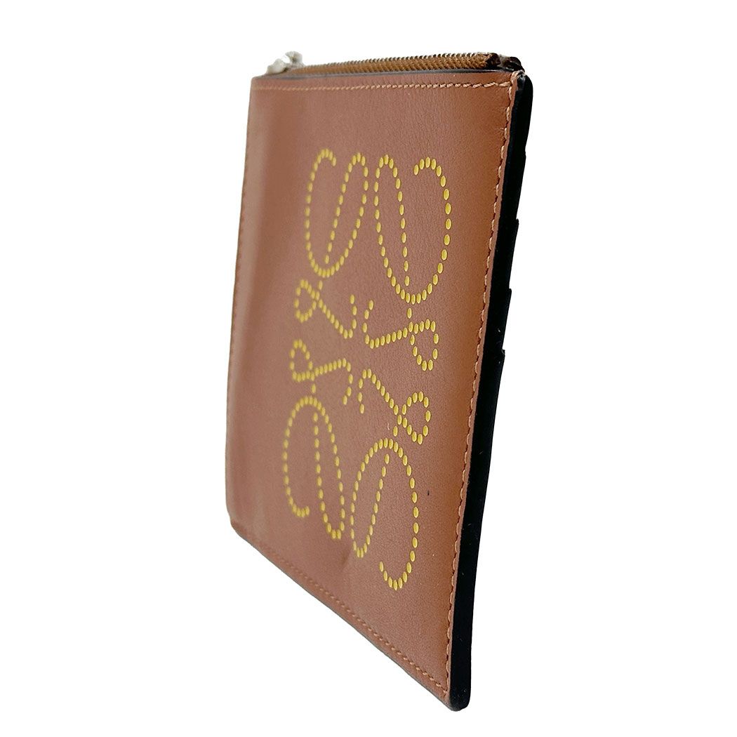 Loewe Wallet Coin Case Anagram Calf Brown Yellow Fragment Pouch Mini Logo — view 4