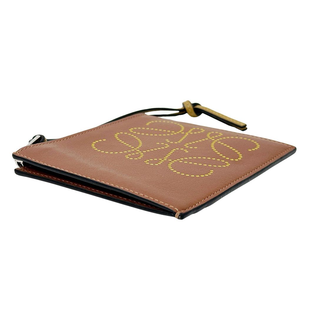 Loewe Wallet Coin Case Anagram Calf Brown Yellow Fragment Pouch Mini Logo — view 3
