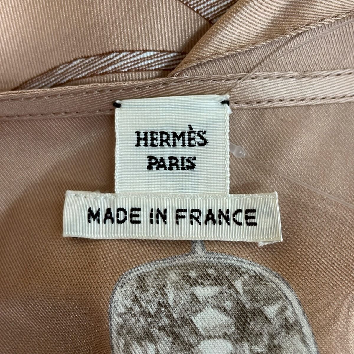 Hermes Sleeveless Top 38 M Pink Beige White Multi V-neck Silk Pattern — view 3