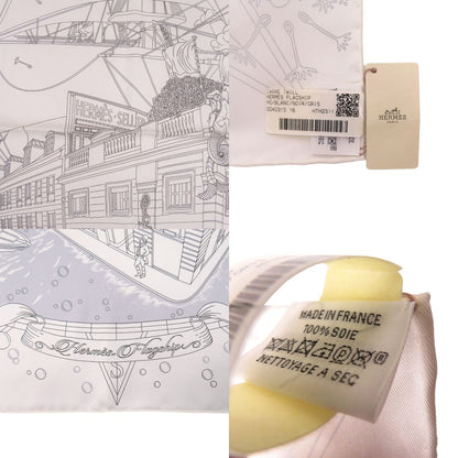 Hermes Carre 90 Flagship 16 Silk Blanc Black Scarf — view 3