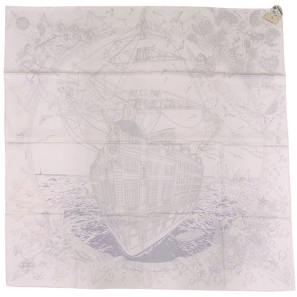 Hermes Carre 90 Flagship 16 Silk Blanc Black Scarf — view 2