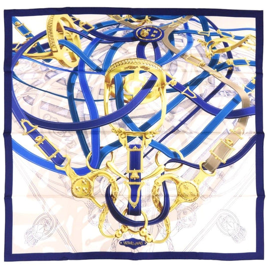 Hermes Carre 90 Cavalcodour Voltigeur do 07 Silk Royalblue Scarf Blue